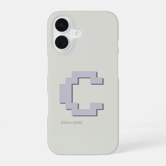 Coque iPhone 16 Étui de téléphone à monogramme en pixel art rétro  (Verso)