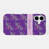 Coque iPhone 16 Étui de téléphone à monogramme Flûte Violette (Verso Horizontal)