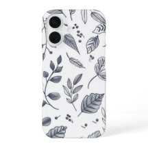 Étui de téléphone à motif botanique noir et blanc