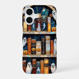 Coque iPhone 16 Étui de téléphone à motif de citrouille fantôme po