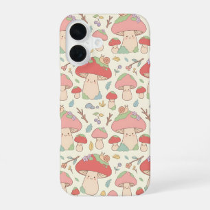 Coque iPhone 16 Étui de téléphone à motif escargot champignon Kawa