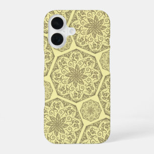 Coque iPhone 16 Étui de téléphone à motif mosaïque mandala doré