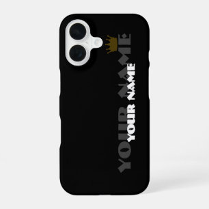 Coque iPhone 16 Étui de téléphone à nom personnalisé avec couronne
