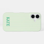 Coque iPhone 16 Étui de téléphone à rayures verticales Mint (Verso Horizontal)