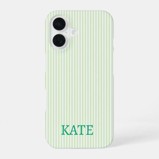 Coque iPhone 16 Étui de téléphone à rayures verticales Mint (Verso)