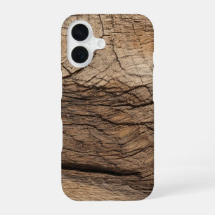 Coque iPhone 16 Étui de téléphone à texture de bois patiné
