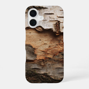 Coque iPhone 16 Étui de téléphone à texture d'écorce de bouleau pe