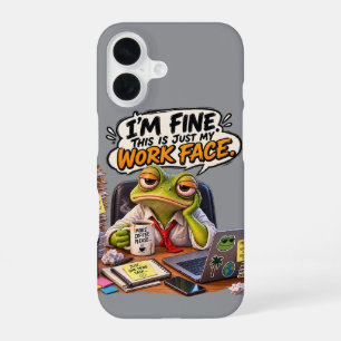 Coque iPhone 16 Étui de téléphone à visage de travail de grenouill