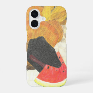 Coque iPhone 16 Étui de téléphone avec bouche de chien et pastèque