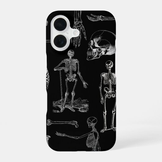 Coque iPhone 16 Étui de téléphone avec illustration de squelette v (Verso)