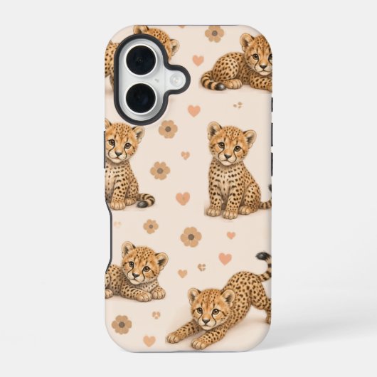 Coque iPhone 16 Étui de téléphone bébé guépard mignon (Verso)