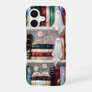 Coque iPhone 16 Étui de téléphone Bibliothèque de fantômes mignons