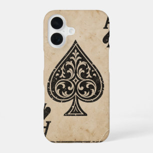 Coque iPhone 16 Étui de téléphone Carte à jouer As de Pique Vintag
