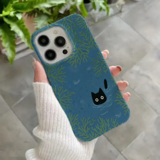 Coque iPhone 16 Étui de téléphone chat noir drôle