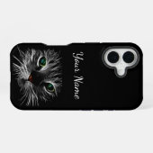Coque iPhone 16 Étui de téléphone Chat Visage Yeux Verts (Verso Horizontal)
