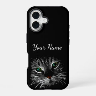 Coque iPhone 16 Étui de téléphone Chat Visage Yeux Verts