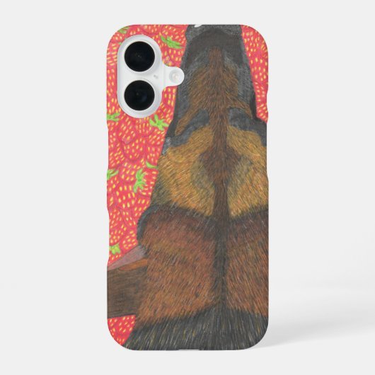 Coque iPhone 16 Étui de téléphone chien et fraise (Verso)