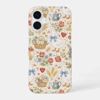Coque iPhone 16 Étui de téléphone Cottagecore à l'oie vintage