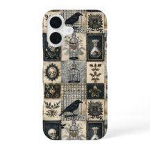 Étui de téléphone crâne de corbeau vintage Dark Ac