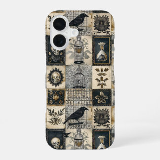 Coque iPhone 16 Étui de téléphone crâne de corbeau vintage Dark Ac