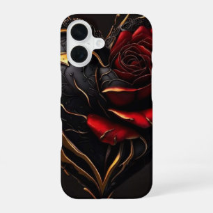 Coque iPhone 16 Étui de téléphone Dark Art Luxueux « Cœur de Rose