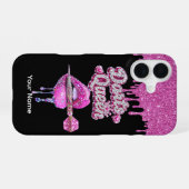 Coque iPhone 16 Étui de téléphone Darts Queen Glitter Rose Drip (Verso Horizontal)