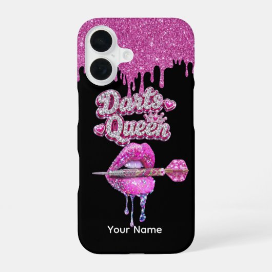 Coque iPhone 16 Étui de téléphone Darts Queen Glitter Rose Drip (Verso)