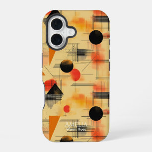 Coque iPhone 16 Étui de téléphone en art géométrique chaud orange