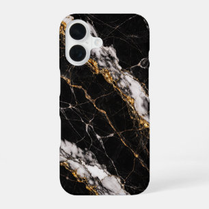 Coque iPhone 16 Étui de téléphone en marbre noir de luxe avec vein