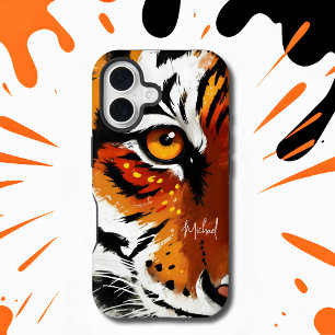 Coque iPhone 16 Étui de téléphone en œil de tigre sauvage coloré