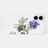 Coque iPhone 16 Étui de téléphone Fleur de naissance violette avec (Verso Horizontal)