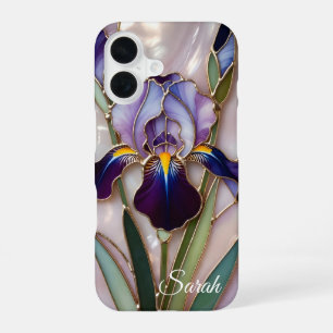 Coque iPhone 16 Étui de téléphone Fleur d'Iris personnalisé Élégan