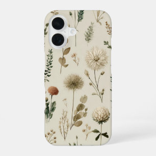 Coque iPhone 16 Étui de téléphone Fleurs sauvages et herbes botani