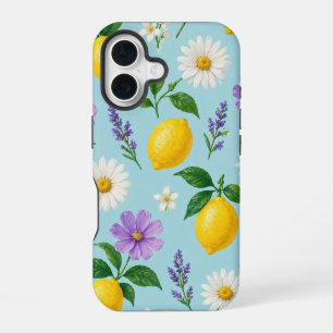 Coque iPhone 16 Étui de téléphone floral au citron minimaliste