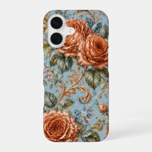 Coque iPhone 16 Étui de téléphone floral botanique vintage Copper