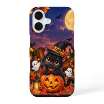 Étui de téléphone Halloween Chat Noir Citrouille