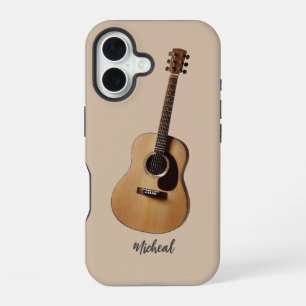 Coque iPhone 16 Étui de téléphone musique rétro guitare acoustique