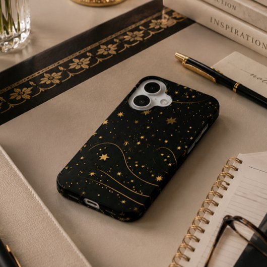 Coque iPhone 16 Étui de téléphone Nuit étoilée dorée céleste