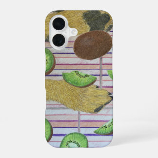 Coque iPhone 16 Étui de téléphone pattes de chien et kiwi
