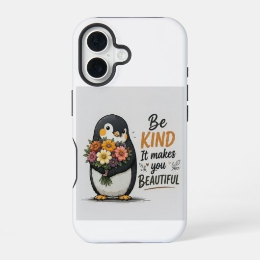 Coque iPhone 16 Étui de téléphone pingouin sois gentil | Pingouin (Verso)