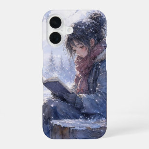 Coque iPhone 16 Étui de téléphone pour amateur de livres en hiver
