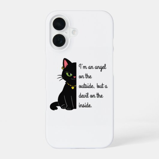 Coque iPhone 16 étui de téléphone pour chat noir drôle (Verso)
