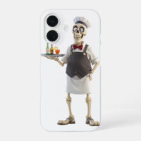 Étui de téléphone pour serveur squelette de chef d