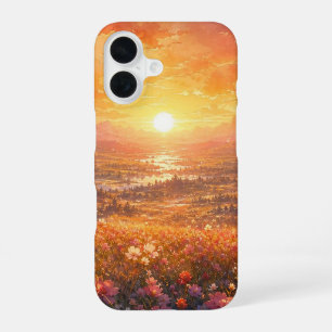 Coque iPhone 16 Étui de téléphone Prairie Lever de Soleil Doré