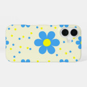 Coque iPhone 16 Étui de téléphone rétro bleu Daisy (Verso Horizontal)
