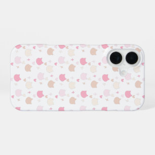 Coque iPhone 16 Étui de téléphone Rose Pastel Kawaii Chat Cœurs Ét