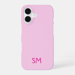 Coque iPhone 16 Étui de téléphone rose pastel personnalisé à pois