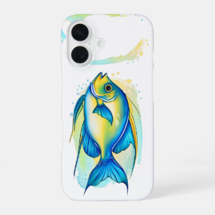 Coque iPhone 16 Étui de téléphone - Série Aquarelle : Poisson ange