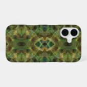Coque iPhone 16 Étui fractal vert (Verso Horizontal)