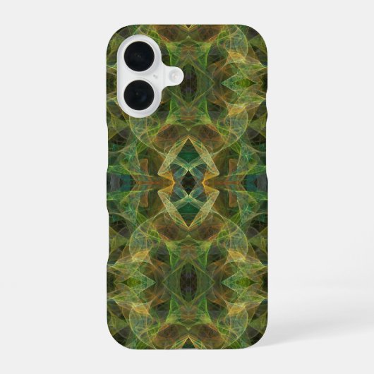 Coque iPhone 16 Étui fractal vert (Verso)